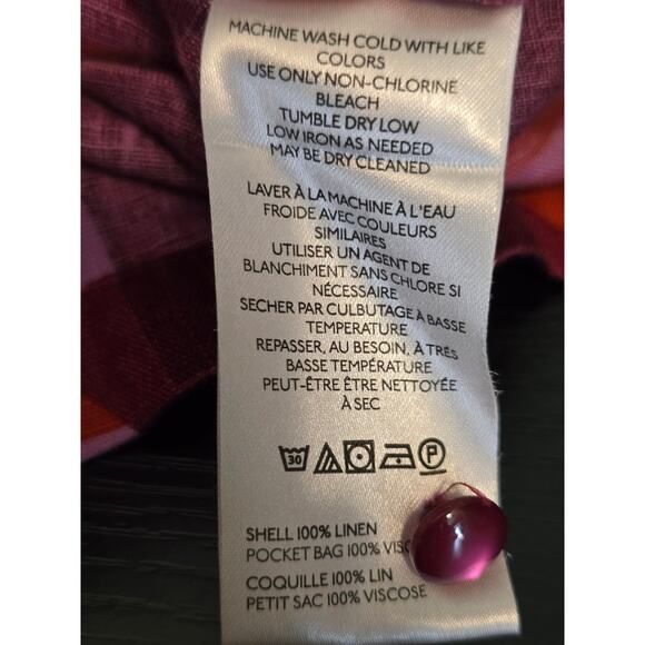 By Anthropologie The Somerset Linen Pink Orange Shorts Pockets Romper Women's L - Picture 6 of 6